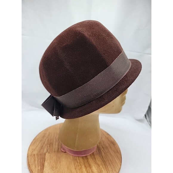 Womens Vintage Peachbloom Velour Hat Merimac Body Imported Fur Brown Sz M - Picture 4 of 10